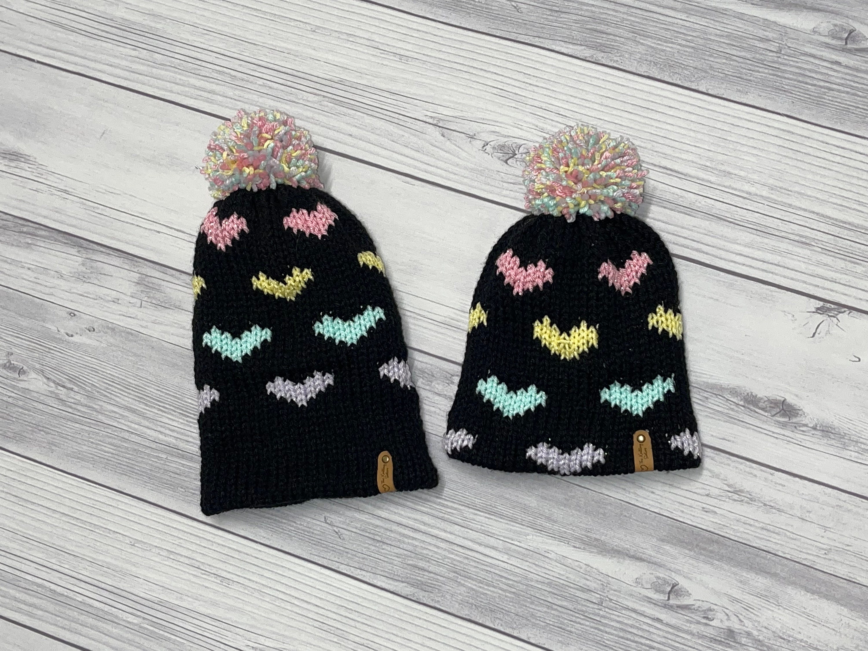 Rows of Heart Hat PATTERN Only/ Circular Knitting Machine