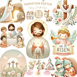 Christliches Ostern Clipart, Oster Clipart, Er ist auferstanden png, Jesus Clipart, Kreuz Clipart, Religiöses Osterfest, Auferstehungstag, kommerzielle Nutzung