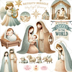 Clipart Narodzenia Pańskiego, Clipart Bożego Narodzenia, Clipart Sceny Żłóbka, Dzieciątko Jezus png, Clipart Świętej Rodziny, Sztuka Religijna do Pokoju Dziecięcego, Użytek Komercyjny