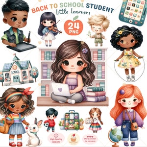 Powrót do szkoły Clipart, Student png, Dzieci szkolne clipart, Słodkie dzieci, Clipart klasowy, pierwszy dzień szkoły, Nowy semestr, Użytek komercyjny