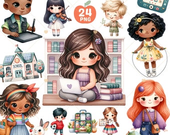 Back to School Clipart, Student png, School kids clipart, Cute kids, Classroom Clipart, first day of school, New Semester, Commercial Use