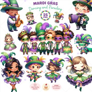 Clipart Mardi Gras, mascarade des cliparts, les fêtards PNG, mardi gras PNG, clipart La Nouvelle-Orléans, Mardi Gras Kids PNG, usage Commercial