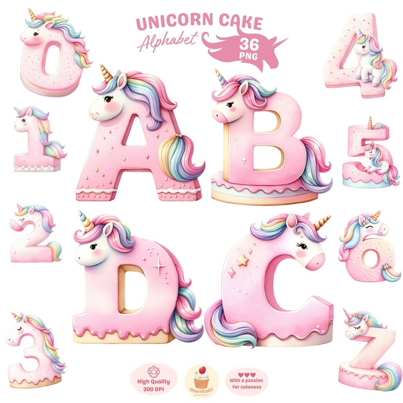 Unicorn Alphabet Etsy