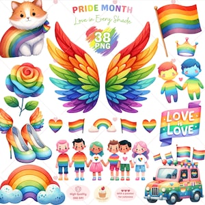 Clipart del mese dell'orgoglio, clipart LGBTQ, png arcobaleno, festival dell'orgoglio, png gay, sublimazione dell'orgoglio, clipart dell'amore, clipart della diversità, uso commerciale