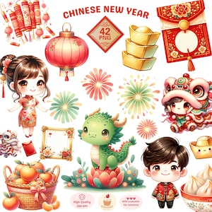 Imágenes prediseñadas del Año Nuevo chino, PNG festivo de China en acuarela, imágenes prediseñadas del Año Nuevo lunar 2024, imágenes prediseñadas del Año del Dragón, cultura china, uso comercial