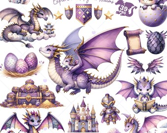 Dragon Daddy and Baby Clipart, Fathers Day Clipart, Dragon png, Fantasy clipart, magical clipart, Dad png, fathers day gift, Commercial Use
