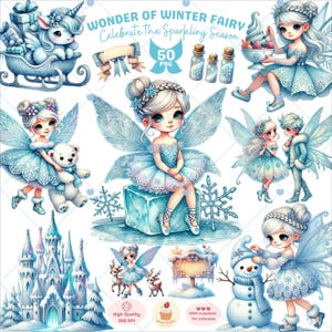 Merveille de l'hiver fée des cliparts, fée png, clipart hiver, clipart Noël, clipart fantastique, clipart magique, art de la chambre d'enfant, usage Commercial