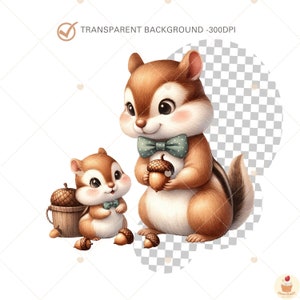 Papa und Baby Tiere Clipart, Waldtiere png, Vatertag Clipart, süßes Baby Tier, Papa Geburtstag, Waldkinderzimmer, kommerzielle Nutzung Bild 5