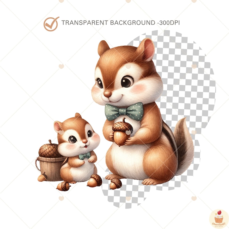 Papa und Baby Tiere Clipart, Waldtiere png, Vatertag Clipart, süßes Baby Tier, Papa Geburtstag, Waldkinderzimmer, kommerzielle Nutzung Bild 5