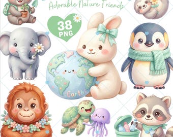 Earth Day Clipart, World Environment Nature, Wildlife Animal PNG, Eco Safari Ocean Forest Sublimation