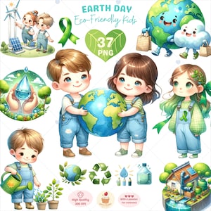 Earth Day Clipart, Eco-Friendly Kid, Love Earth png, Green Living clipart, natuur clipart, groen blauwe aarde, Recycle png, commercieel gebruik
