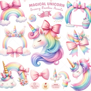 Imágenes prediseñadas de unicornio mágico, orejas de unicornio (PNG), marco de arcoíris, fantasía, cumpleaños de unicornio, creación de tarjetas, uso comercial