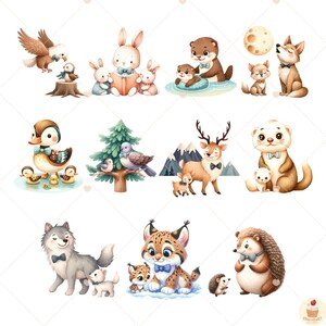 Papa und Baby Tiere Clipart, Waldtiere png, Vatertag Clipart, süßes Baby Tier, Papa Geburtstag, Waldkinderzimmer, kommerzielle Nutzung Bild 4