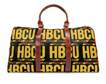 Black HBCU pattern Waterproof Travel Bag