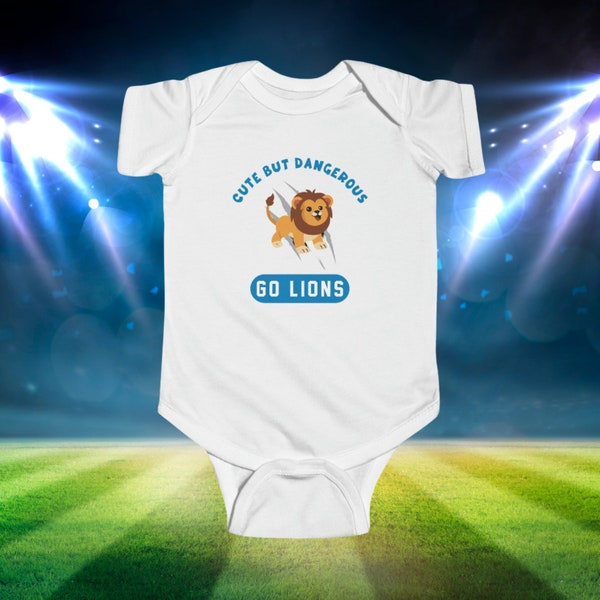 lions football, baby lions gift, cute but dangerous body suit, detroit infant body suit