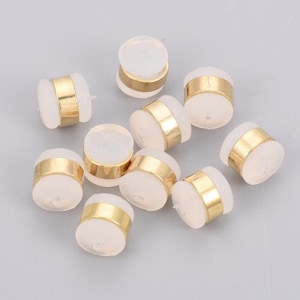 10pcs/20pcs/50pcs 18KGP Brass Rubber Ear Nuts, Earring Back Stopper, Earring Post Stopper, Back Studs 5.5x5.5mm Nickel Free Jewelry Supplies