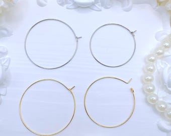 20pcs 316 Surgical Stainless Steel Hoop Earring Findings 21Gauge (0.7mm) 15/20/25/30/35/40mm, Wine Glass Charm Rings, Ear wire Hoop Rings,