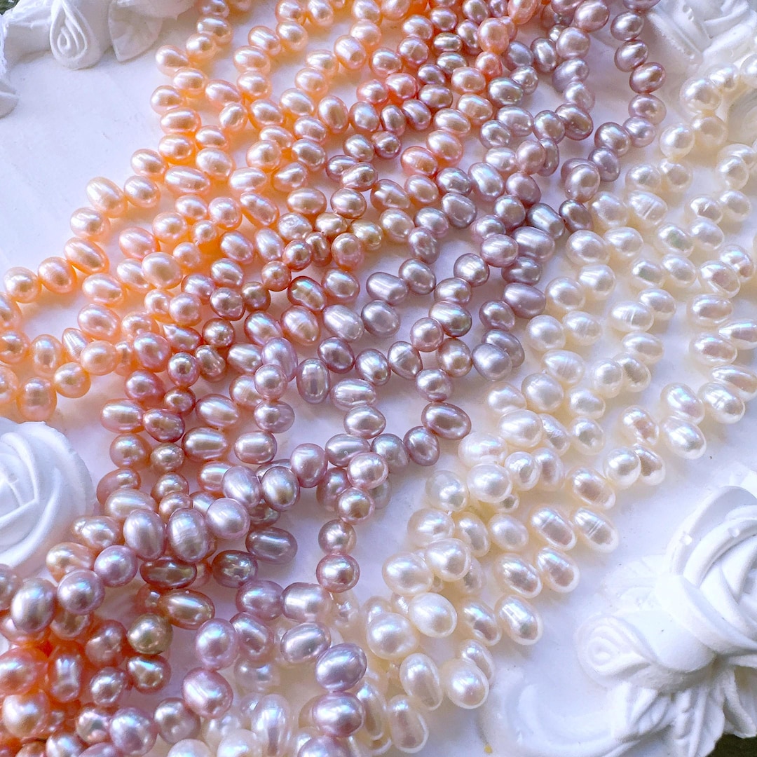5–6mm AAA Top-drilled Natural Rice Freshwater Pearls, Genuine Cultured ...