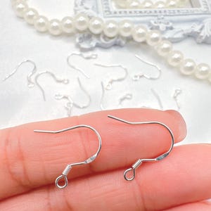 925 Sterling Silver French Ear Wires, Flat Coil Earring Hooks, 21 Gauge, Simple Hook Ear wire, Jewelry Making Findings, 2mm Loop