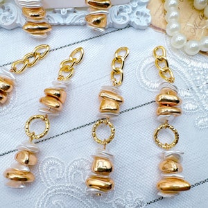 2pcs Gorgeous Pearls & CCB Beads Chain Tassels, Oval Curb Link Chains ...
