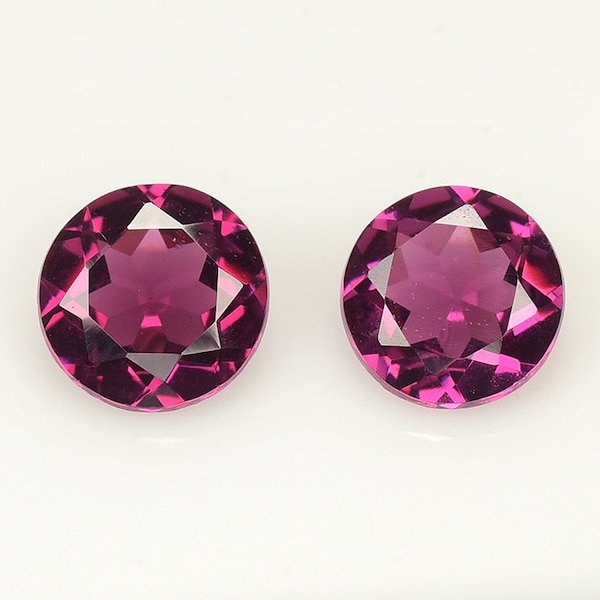 NATURAL RHODOLITE GARNET_ 1.06 Ct & 5mm_ Purple Pink Natural Rhodolite Garnet Round 5mm Cut Pair of 2Pcs Loose Gemstone's / Rhodolite Garnet