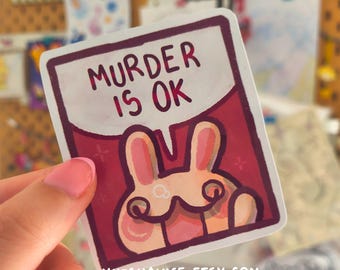 Chaotic bunny sticker - handmade kawaii cute glossy sticker, gift idea for animal lovers perfect for scrapbooking and decorating, pet art