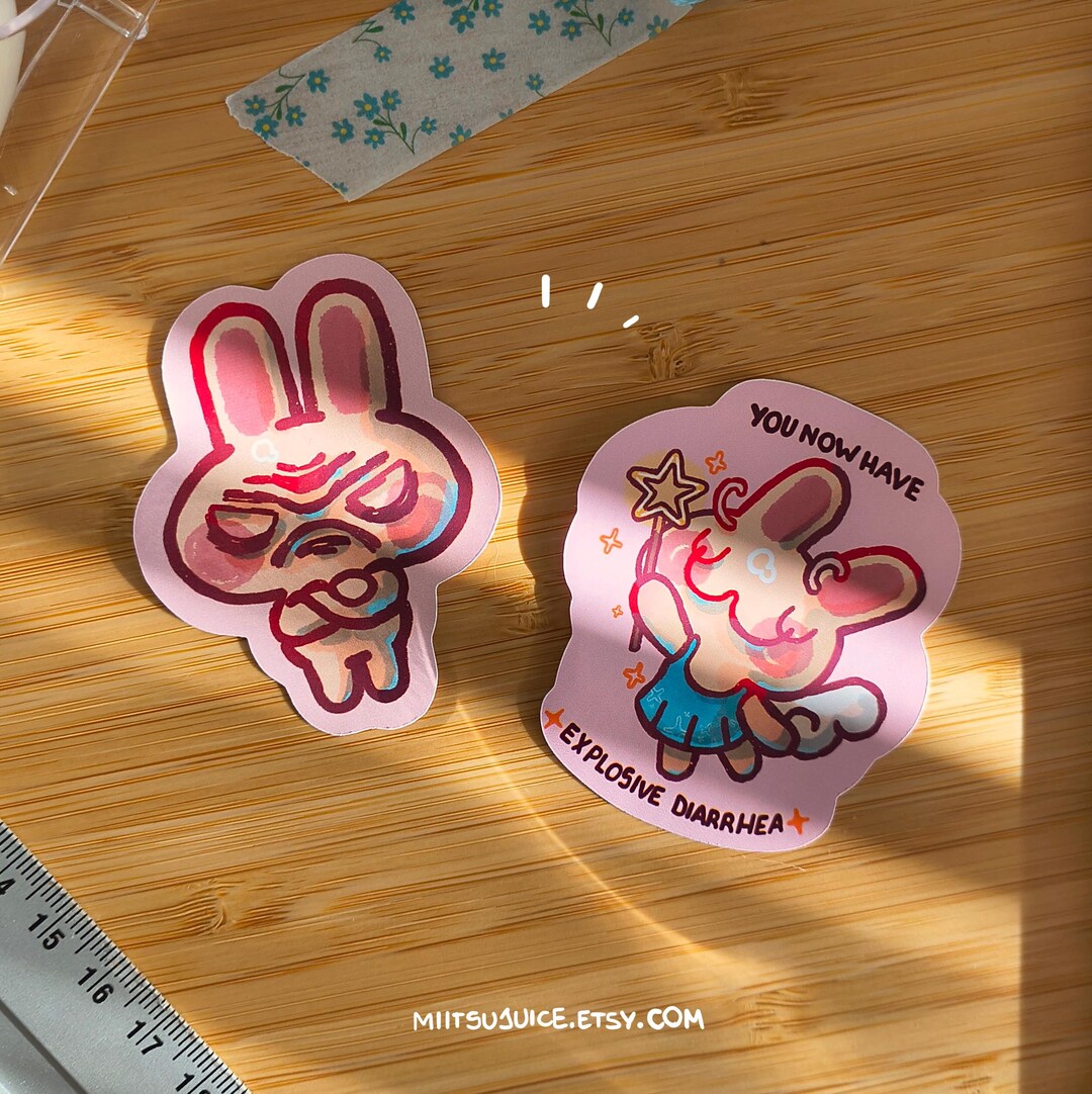Bunnies Stickers Set - Handmade Kawaii Glossy Rabbit Themed Sticker ...