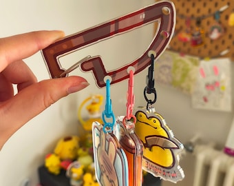 Knife carabiner keychain holder - fun knife shaped acrylic carabiner, with holes to hold up to 5 keychains, bag and backpack accessory