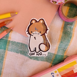 Adesivo Oh no - adesivo lucido fatto a mano a forma di gatto kawaii, divertente idea regalo per scrapbooking e decorazioni, fantastica idea regalo per gli amanti dei gatti