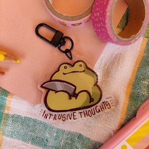 Opdringerige sleutelhanger van acryl - schattige dubbelzijdige sleutelhanger van kawaii-acryl, geweldig cadeau-idee voor kikkerliefhebbers om je tas te versieren