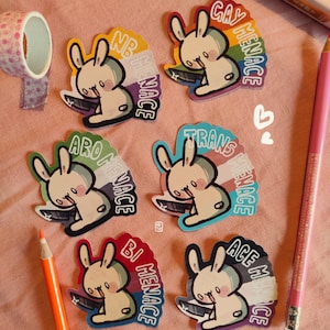 Adesivi coniglietti dell'orgoglio - set di adesivi per celebrare il mese dell'orgoglio, adesivi LGBTQ+, simpatici adesivi coniglietto kawaii, regalo per partner e amici