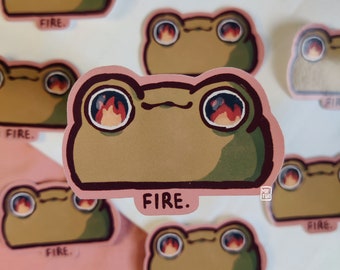Pegatina de rana de fuego: pegatina brillante kawaii linda hecha a mano, idea de regalo para scrapbooking y decoración, idea de regalo para amantes de las ranas, rana caótica