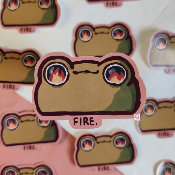Fire frog - handmade cute kawaii glossy frog sticker, fun gift idea for scrapbooking and decorating, gift idea for frog lovers, chaotic frog