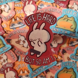 A vida é... coelho - adesivo fofo e brilhante de coelho kawaii feito à mão, ideia divertida de presente para amantes de coelhos, perfeito para scrapbooking e decoração, arte
