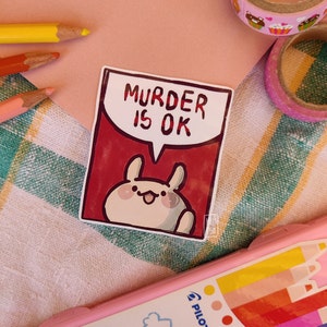 Chaotischer Hase - handgemachter kawaii süßer glänzender Häschenaufkleber, lustige Geschenkidee für Häschenliebhaber, perfekt für Scrapbooking und Dekorieren, Häschenkunst