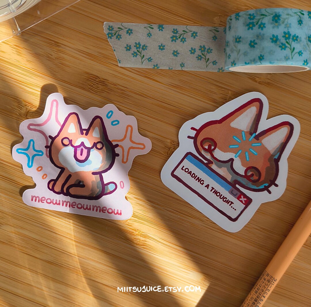 Kittens Stickers Set - Handmade Kawaii Glossy Cat Themed Sticker, Fun ...
