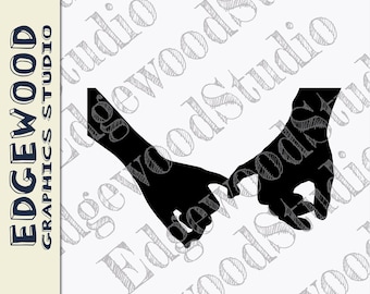 Meñiques unidos por las manos SVG: Archivos vectoriales de corte de pareja (descarga digital)