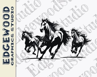 Caballo corriendo, vida en el rancho, decoración de granja, SVG, Cricut, silueta, descarga digital
