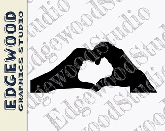 Siluetas de pareja con manos y corazones SVG (descarga digital)