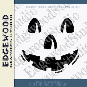 Smiley Face Pumpkin Carving Stencil Template (Digital Download)