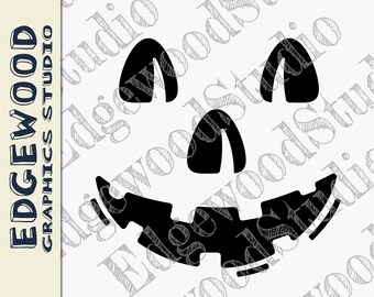 Plantilla para tallar calabaza con cara sonriente (descarga digital)