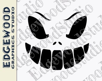 Plantilla de calabaza con cejas malvadas para tallar: Plantilla de Halloween (Descarga digital)