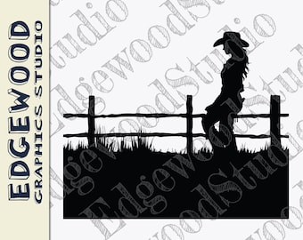 Silhueta de Cowgirl: Arte de Rodeio Ocidental, Arquivo de Corte (Download Digital)