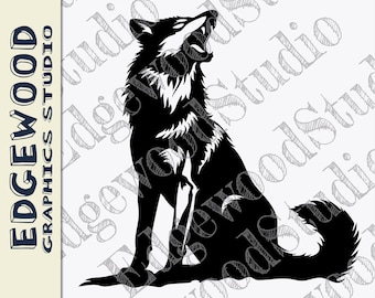 Lobo aullando por encima del hombro SVG, Cricut, archivo de corte de silueta (descarga digital)