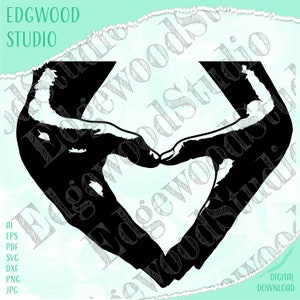 Mains, Coeur, Amour, Téléchargement numérique, Cricut, Silhouette, Fichiers coupés, Images vectorielles, Ai, Esp, Pdf, SVG, Dxf, PNG, JPG
