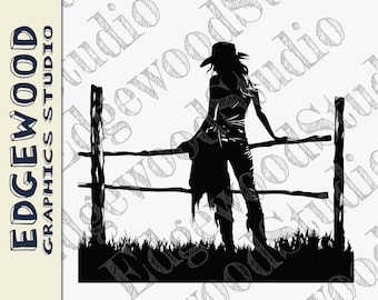 Silueta de vaquera: Arte de rodeo occidental (Descarga digital)