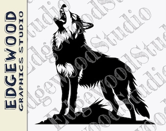 Archivo SVG, Cricut y Silhouette de un lobo aullando (descarga digital)