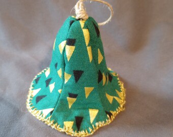 Hanging Bell Ornament Green Tree Fabric