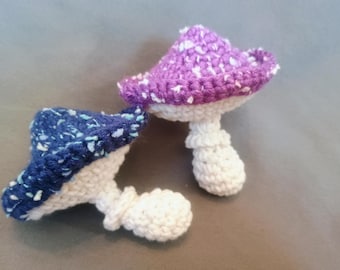 2 Crochet Speckled Mushrooms