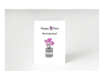 Ten-Year (Tin) Anniversary Card- Greeting Card Digital Download